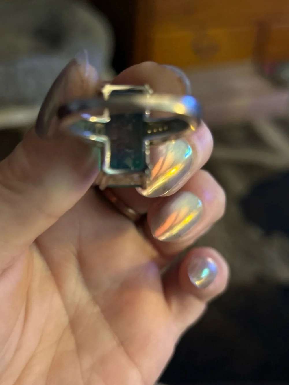 Stunning 925 Peacock Quartz Triplet Statement Ring